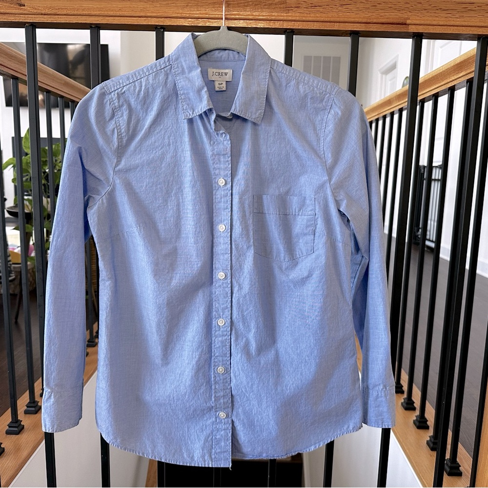 Women’s Reimagined by J.Crew Small Collar Button Down Blouse Light Blue